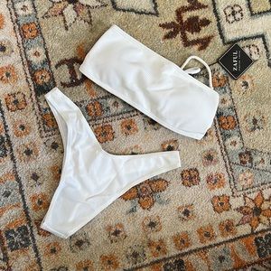 New Zaful White Ribbed Strapless Bikini